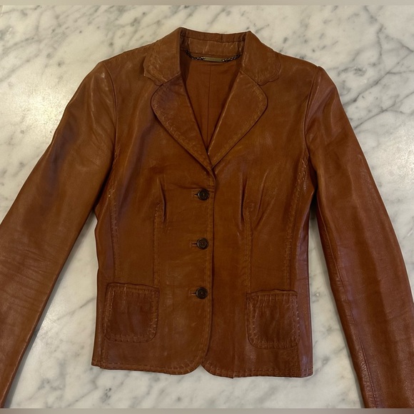 Gorgeous Elie Tahari Brown Leather blazer / Jacket - Women’s Size Small - Picture 7 of 16